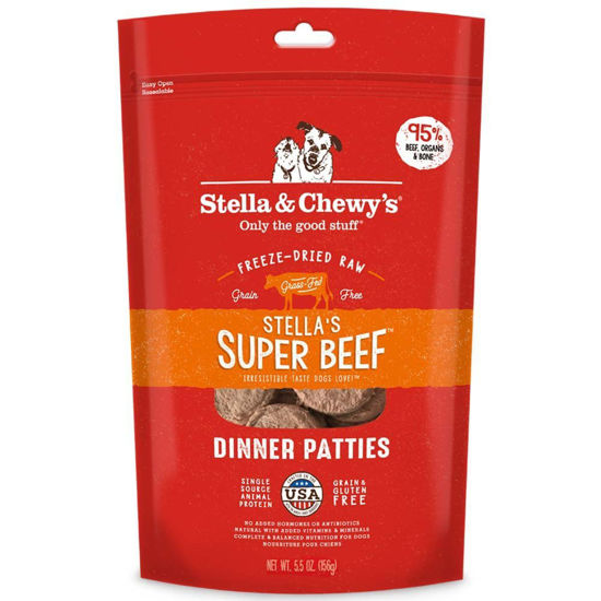 Picture of Stella & Chewy's Freeze Dried Raw Dinner Patties - Grain Free Dog Food, Protein Rich Stella’s Super Beef Recipe - 5.5 oz Bag