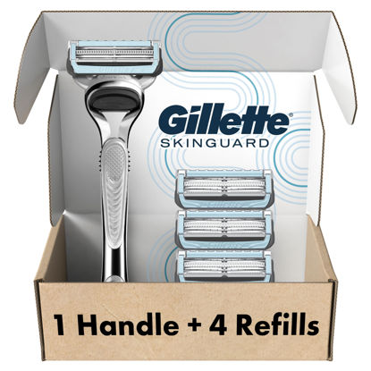 Picture of Gillette SkinGuard Razors for Men, 1 Gillette Razor, 4 Razor Blade Refills, Designed for Men with Skin Irritation and Razor Bumps