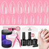 Picture of Beetles Gel Nail Kit 600Pcs Medium Almond Nail Tips with Milky White Gel Polish Top Coat, 15 Sizes Soft Clear Gel Nail Tips 5 In 1 Nail Glue Uv Nail Lamp for Nail Extension DIY Nail Salon Gift for Her