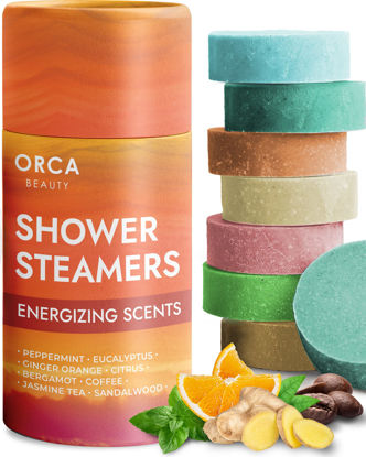 Picture of 8PC Aromatherapy Shower Steamers - 8 Soothing Scents for Men & Women - Eucalyptus, Menthol & More - Shower Tablets in Gift Box