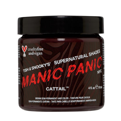 Picture of MANIC PANIC Cattail Medium Brown Hair Dye - Supernatural - Semi Permanent Mid-toned Chocolate Brown Hair Color For Women And Men - Vegan, PPD & Ammonia Free (4oz)