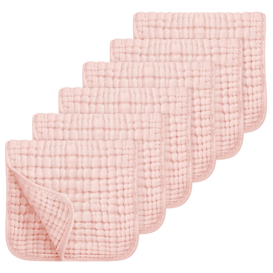 Picture of Looxii Muslin Burp Cloths 100% Cotton Muslin Cloths Large 20''x10'' Extra Soft and Absorbent 6 Pack Baby Burping Cloth for Boys and Girls Shell Pink