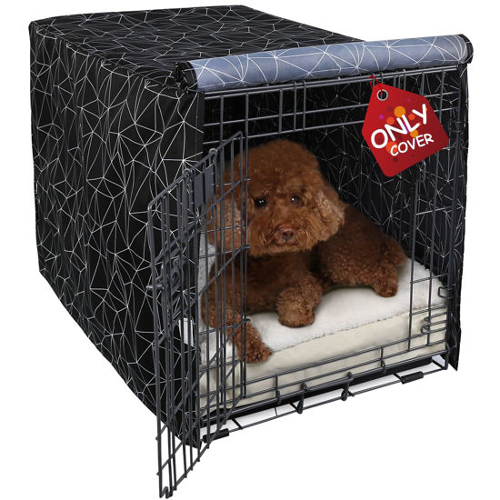 Picture of Explore Land Pattern Dog Crate Cover for 24 Inches Wire Cage, Heavy-Duty Polyester Indoor Pet Kennel Covers Universal Fit for 1 2 3 Doors Standard Metal Crate (Brief Polygonal)