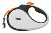 Picture of TUG Tiny 360° Tangle-Free Retractable Dog Leash with Anti-Slip Handle | 10 ft Nylon Tape | One-Handed Brake, Pause, Lock (White/Orange)