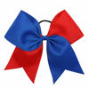 Picture of 16PCS 8" Large Cheer Hair Bows Ponytail Holder Elastic Band Handmade for Cheerleading Teen Girls College Sports (Royal blue/Red, 16 Count (Pack of 1))