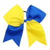 Picture of 16PCS 8" Large Cheer Hair Bows Ponytail Holder Elastic Band Handmade for Cheerleading Teen Girls College Sports (Royal Blue/Yellow, 16 Count (Pack of 1))