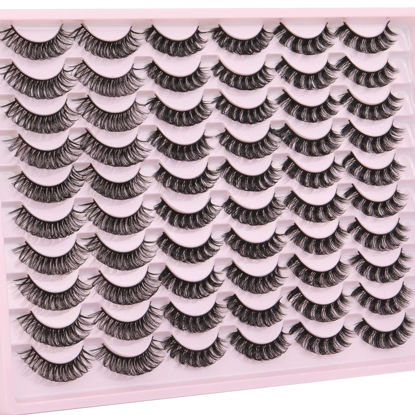 Picture of Eyelashes Russian Strip Lashes Fluffy 3D Wispy D Curl False Lashes Natural Look Short Eye Lashes Pack Like Eyelash Extension 30 Pairs by ALICE