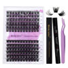 Picture of DIY lash Extension Kit Lash Cluster Kit Cluster Eyelash Extensions Individual Lashes Eyelash Clusters Mascara Brush Lash Band and Seal Cluster Lash Applicator Individual Lashes Kit(Natural/Volume Kit)