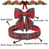 Picture of Unique style paws Christmas Dog Collar with Bow Tie Red Plaid Puppy Collar for Small Medium Large Dogs as Autumn Winter Gifts -XS