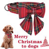 Picture of Unique style paws Christmas Dog Collar with Bow Tie Red Plaid Puppy Collar for Small Medium Large Dogs as Autumn Winter Gifts -XS