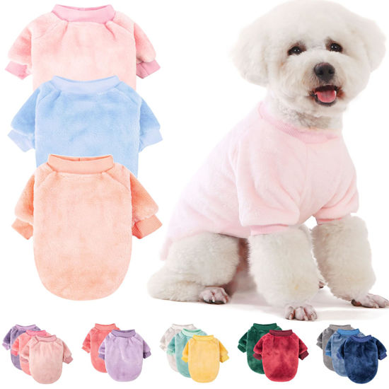 Picture of Dog Sweater, Pack of 2 or 3, Dog Clothes, Dog Coat, Dog Jacket for Small or Medium Dogs Boy or Girl, Ultra Soft and Warm Cat Pet Sweaters (Ballet Pink,SkyBlue,Peach, Small)