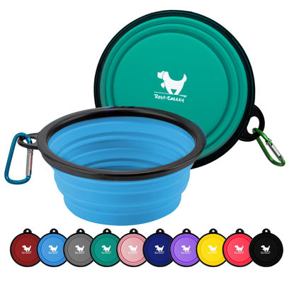 Picture of Rest-Eazzzy Large Collapsible Dog Bowls 1000 ml, 2-Pack Dog Portable Water Bowl for Dogs Cats Pet Foldable Feeding Watering Dish for Traveling Camping Walking with 2 Carabiners, BPA Free