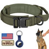 Picture of DAGANXI Tactical Dog Collar, Adjustable Military Training Nylon Dog Collar with Control Handle and Heavy Metal Buckle for Medium and Large Dogs, with Patches and Airtags Case (M, Green)