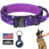 Picture of DAGANXI Tactical Dog Collar, Adjustable Military Training Nylon Dog Collar with Control Handle and Heavy Metal Buckle for Medium and Large Dogs, with Patches and Airtags Case (S, Purple Sky)