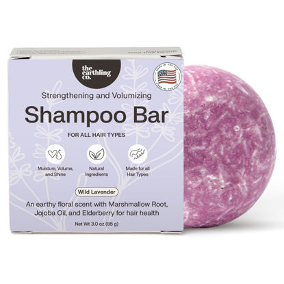 Picture of The Earthling Co. Shampoo Bar - Promote Hair Growth, Strengthen & Volumize All Hair Types - Paraben & Sulfate Free formula with Natural, Vegan Ingredients for Dry Hair (Wild Lavender, 3 oz)