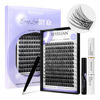 Picture of BEYELIAN Lash Extension Kit - 168 Pcs C Curl 10-16mm Clusters with Bond, Seal, Remover and Applicator DIY Lash Extensions Easy to Apply at Home Application (Style3, Black)