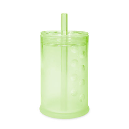 Picture of Olababy Clear View Silicone Training Cup with Straw Lid | Toddler Sippy Trainer 12mo+ | Unbreakable Water Drinking Cups for Kids 2yr+ | Baby Led Weaning & Feeding Supplies (Kiwi, 9 oz)