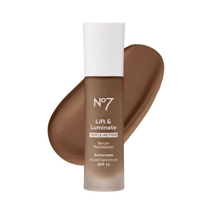 Picture of No7 Lift & Luminate Triple Action Serum Foundation - Umber - Liquid Foundation Makeup with SPF 15 for Dewy, Glowy Base - Radiant Serum Foundation for Mature Skin (30ml)