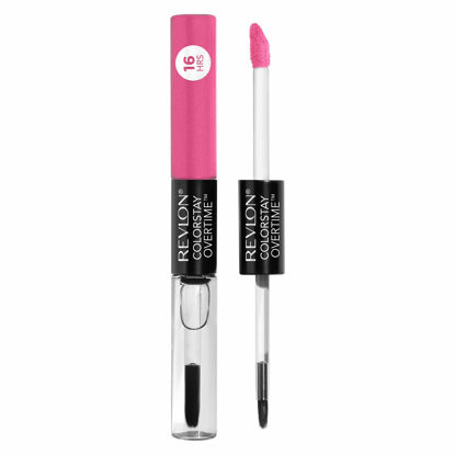 Picture of REVLON Liquid Lipstick with Clear Lip Gloss, ColorStay Face Makeup, Overtime Lipcolor, Dual Ended with Vitamin E in Pink, For Keeps Pink (490), 0.07 Oz