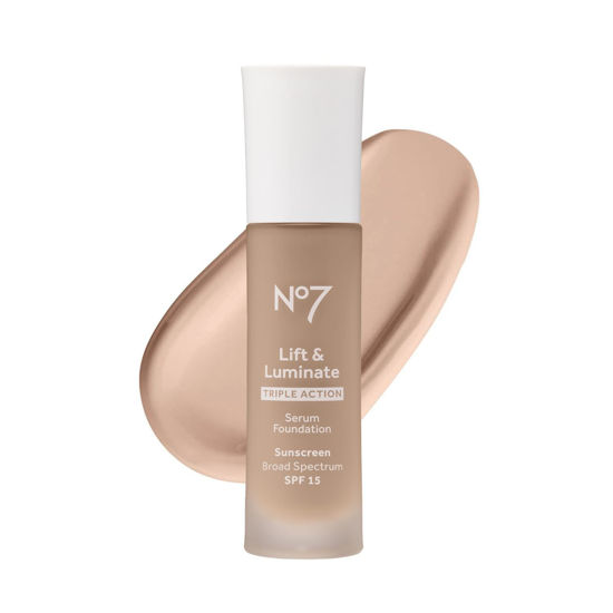 Picture of No7 Lift & Luminate Triple Action Serum Foundation - Porcelain - Liquid Foundation Makeup with SPF 15 for Dewy, Glowy Base - Radiant Serum Foundation for Mature Skin (30ml)