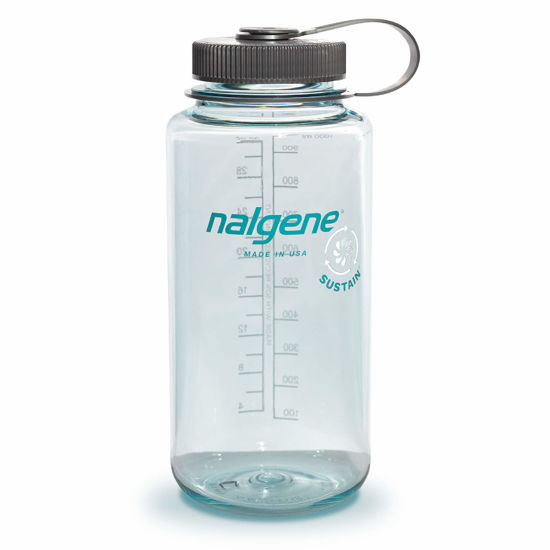 Picture of Nalgene Sustain Tritan BPA-Free Water Bottle Made with Material Derived from 50% Plastic Waste, 32 OZ, Wide Mouth, Seafoam