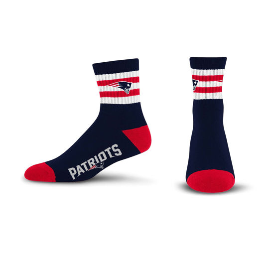 Picture of For Bare Feet NFL New England Patriots 5 Stripe Logo Quarter Sock Team Color Large