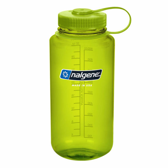 Picture of Nalgene Sustain Tritan BPA-Free Water Bottle Made with Material Derived from 50% Plastic Waste, 32 OZ, Wide Mouth, Spring Green