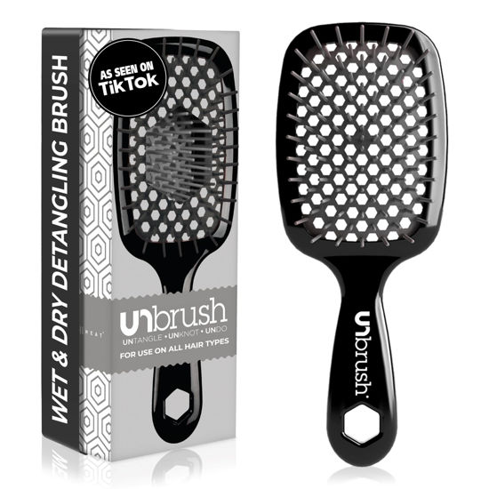 Picture of FHI Heat UNbrush Detangling Brush for Pain-Free Brushing on All Wet or Dry Hair Types - Durable DuoFlex Anti-Static Bristles, Lightweight Handle, Vented Hair Brush, Grey