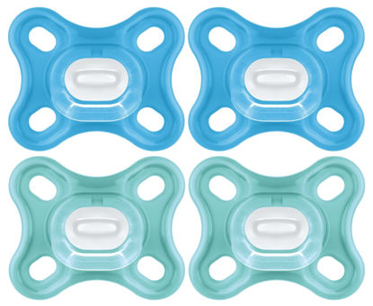 Picture of MAM Comfort Baby Pacifier, 100% Lightweight Silicone, 0-3 Months, Baby Boy (Pack of 4)