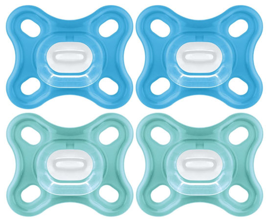 Picture of MAM Comfort Baby Pacifier, 100% Lightweight Silicone, 0-3 Months, Baby Boy (Pack of 4)