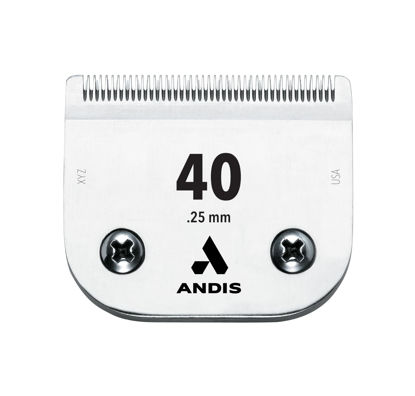 Picture of Andis - 64076, Ultra Edge Super Blocking Dog Clipper Blade - Built with Carbon-Infused Steel, Sharp Cutting Edges with Zero Gaps, Size-40, Removes Hairs 1/100-Inch - for Full Body Grooming, Chrome