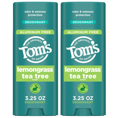 Picture of Tom’s of Maine Lemongrass Tea Tree Natural Deodorant for Men and Women, Aluminum Free, 3.25 oz, 2-Pack