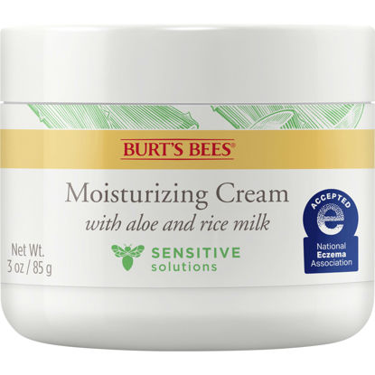 Picture of Burt's Bees Sensitive Moisturizing Cream, Mothers Day Gifts for Mom, With Aloe Vera and Rice Milk, Face Moisturizer for Sensitive Skin, 98.8 Percent Natural Origin Skin Care, 3 oz. Package