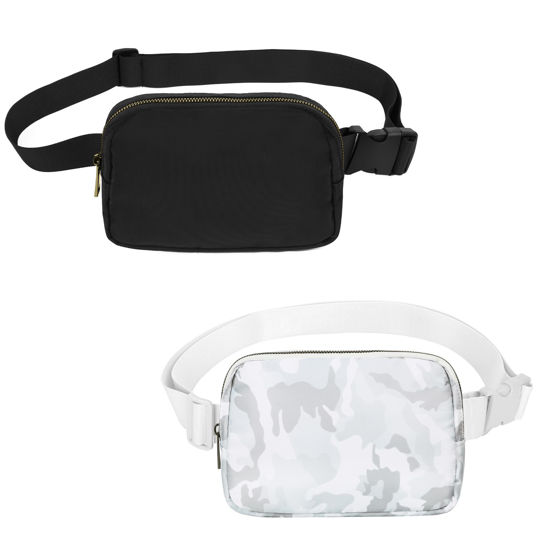 Picture of VOROLO Waist Pack for Running Fanny Pack for Women and Men Crossbody Belt Bag Bum Bag with Adjustable Strap for Sports Black+Camo White