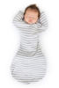 Picture of SwaddleDesigns Transitional Swaddle Sack with Arms Up Half-Length Sleeves and Mitten Cuffs, Small, 0-3 months, 6-14 lbs, Heathered Gray Stripes (Arms Up Swaddle, Transition Swaddle Sleep Sack)