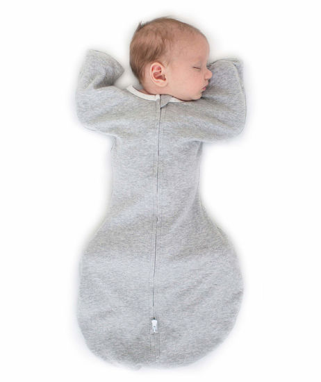 Picture of SwaddleDesigns Transitional Swaddle Sack with Arms Up Half-Length Sleeves and Mitten Cuffs, Heathered Gray, 0-3mo, 6-14 lbs (Parents' Picks Award Winner), Small