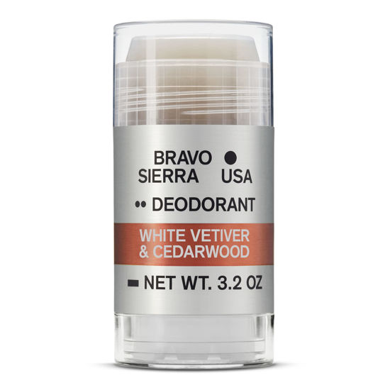 Picture of Aluminum-Free Natural Deodorant for Men by Bravo Sierra - Long Lasting All-Day Odor and Sweat Protection - White Vetiver & Cedarwood 3.2 oz - Paraben-Free, Baking Soda Free, Vegan and Cruelty Free - Will Not Stain Clothes.