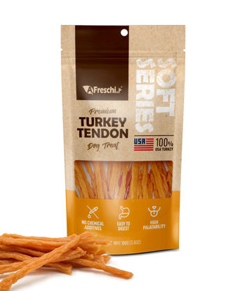 Picture of Afreschi Turkey Tendon for Dogs, Dog Treats for Soft Series, All Natural Human Grade Dog Treat, Suitable for Training chew, Ingredient Sourced from USA, Rawhide Alternative, Soft Strip