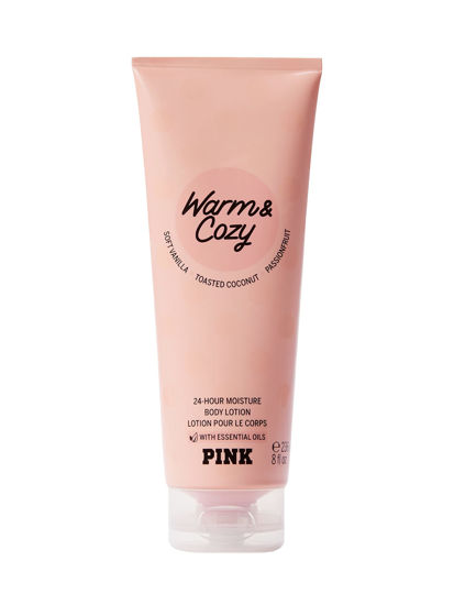 Picture of Victoria's Secret Pink Warm and Cozy Fragrance Lotion, Notes of Soft Vanilla, Toasted Coconut and Passionfruit, Warm and Cozy Collection (8 oz)