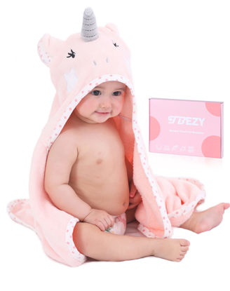 Picture of TBEZY Baby Hooded Towel with Unique Animal Design Ultra Soft Thick Cotton Bath Towel for Newborn (Unicorn)