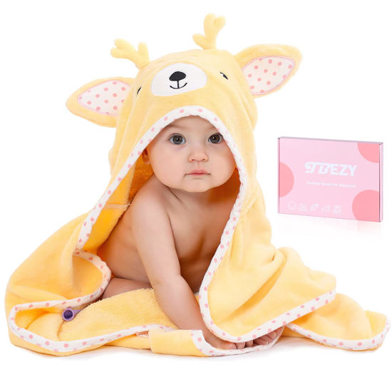 Picture of TBEZY Baby Hooded Towel with Unique Animal Design Ultra Soft Thick Cotton Bath Towel for Newborn (Fawn)