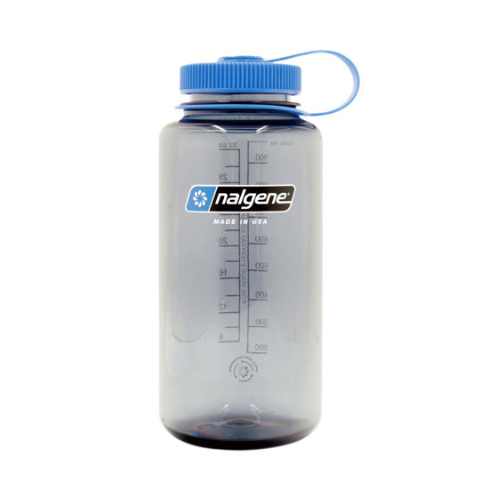 Picture of Nalgene Sustain Tritan BPA-Free Water Bottle Made with Material Derived from 50% Plastic Waste, 32 OZ, Wide Mouth,Smoke Grey