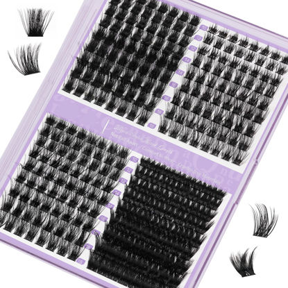 Picture of Lash Clusters MIX 4 Styles 288 Individual Lashes DIY Eyelashes Extension 10-18 Mix Eyelash Clusters 3D Fluffy Cluster Lashes Extension DIY at Home(DP02,10-18MIX)