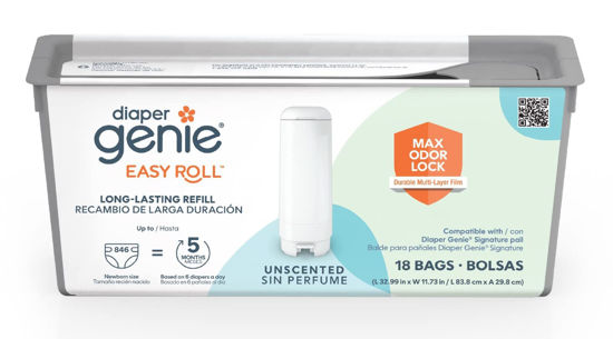 Picture of Diaper Genie Easy Roll Refill with 18 Bags | Lasts Up to 5 Months or Holds Up to 846 Newborn Diapers Per Refill