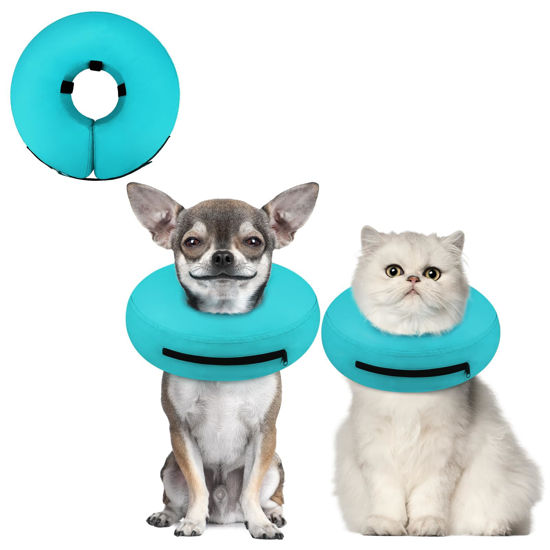 Picture of Supet Inflatable Dog Cone Collar for Small Dogs Puppies Cats, Soft Cone for Dogs Cats to Stop Licking, E Collar Dog Neck Donut Dog Cone Alternative After Surgery