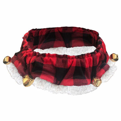 Picture of Huxley & Kent Ruff Pet Scrunchy | Buffalo Check (Extra-Large) | Festive Christmas/Holiday Neckwear for Dogs/Cats | Fun Stretchable Costume Accessory | Soft Collar with Bells