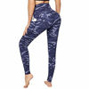 Picture of Letsfit High Waisted Leggings for Women, Yoga Pants with Pockets and Tummy Control for Workout Running Cycling Gym, Indigo Camo, Small