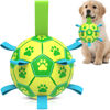 Picture of QDAN Dog Toys Soccer Ball, Interactive Dog Toys for Tug of War, Dog Tug Toy, Dog Water Toy, Durable Dog Balls for Small & Medium Dogs-Green&Yellow(6 inch)