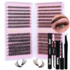 Picture of DIY Eyelash Extension Kit Black and Brown Lash Clusters 560pcs Individual Lashes Extensions D Curl Lashes Extension Kit with Lash Bond and Seal and Remover Lash Applicator DIY Lash Kit at Home