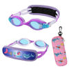 Picture of RUIGAO 2PK Toddler Goggles 2/3/4/5/6 Yr old, Toddler Goggles No Hair Pull, Rainbow/Purple Swimming Goggles for Girl